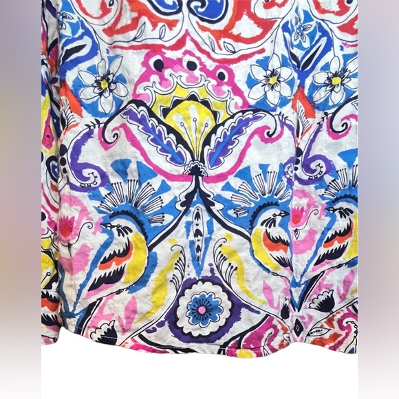 J. McLaughlin Lois Multicolor Paisley Floral Bird Print Women COTTON Shirt   S - Picture 6 of 10